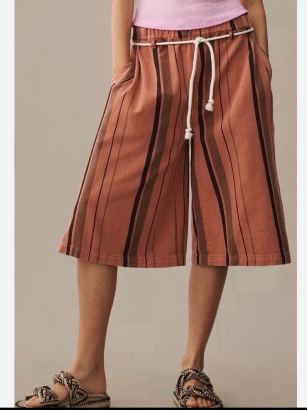 NWT Anthropologie PILCRO Cropped PJ Wide-Leg Jeans Striped Oversized XL - Picture 2 of 12
